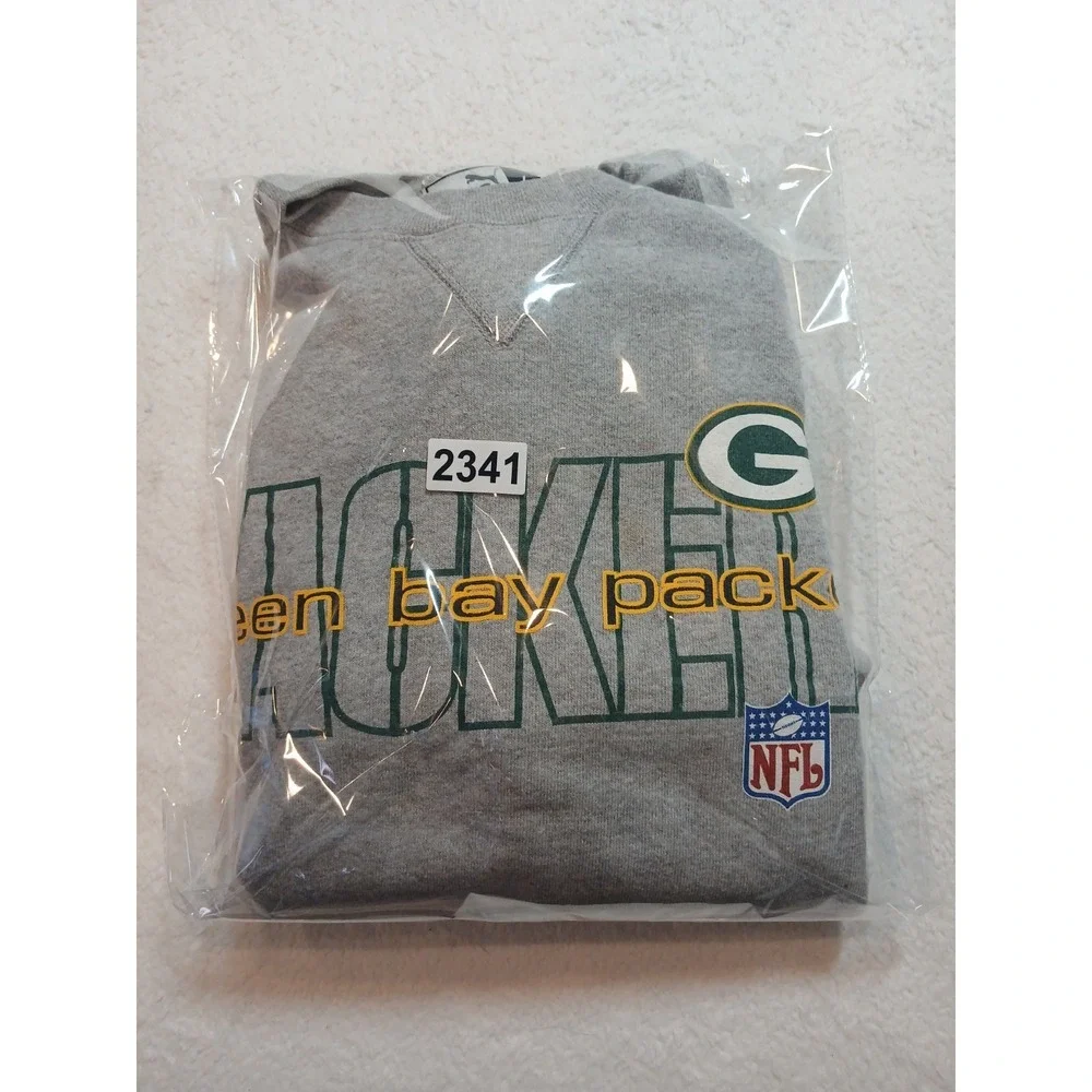 Y2K Puma NFL Green Bay Packers Sweatshirt Large Grey Faded Stained‎ Crewneck